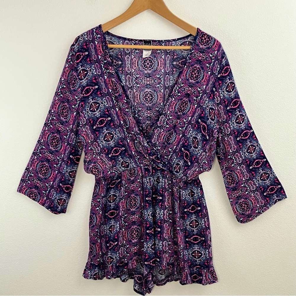 Navy & Pink Shorts Romper